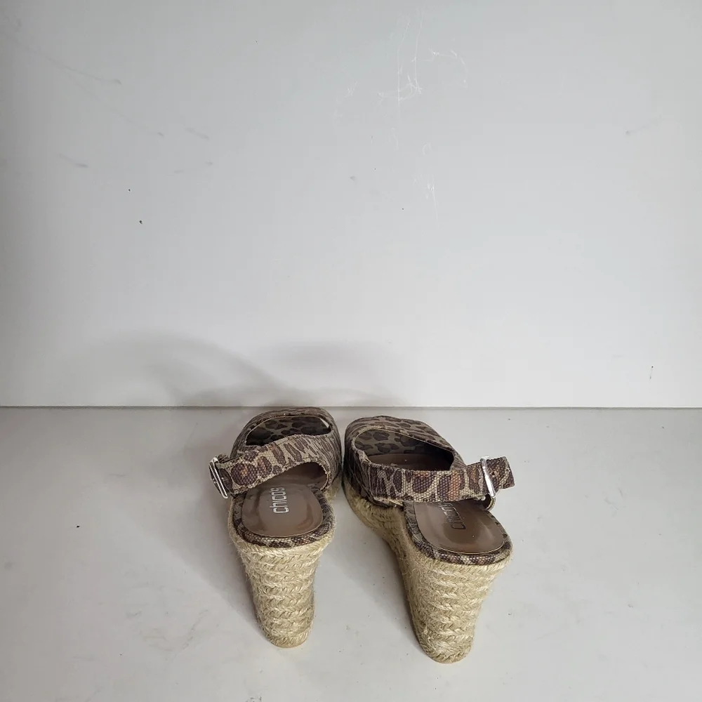 Chico's Brown Leopard Espadrille Wedges